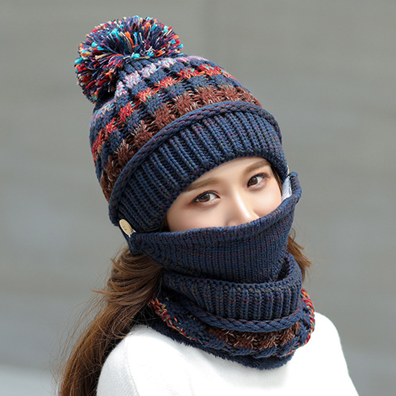 Women-Winter-Warm-Thicken-Plus-Velvet-Knit-Hat-Scarf-Set-with-Face-Mask-Windproof-Earmuffs-Ski-Cap-1365794