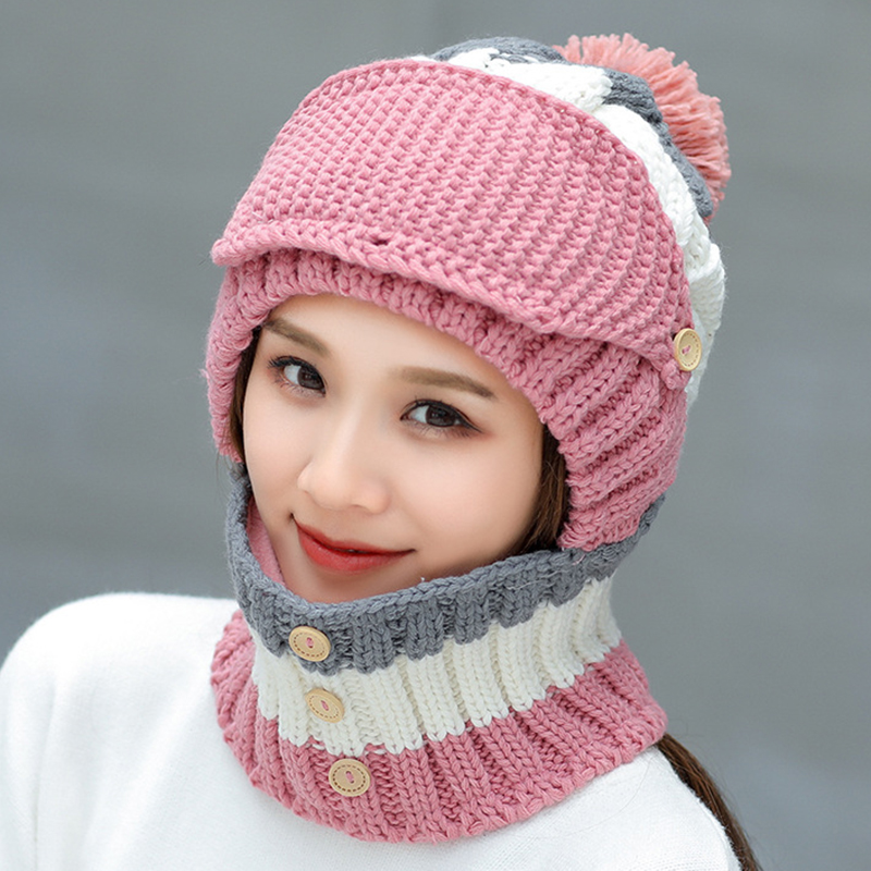 Women-Winter-Windproof-Warm-Plus-Velvet-Knit-Hat-Scarf-Set-with-Face-Mask-Thicken-Ski-Earmuffs-Cap-1371435