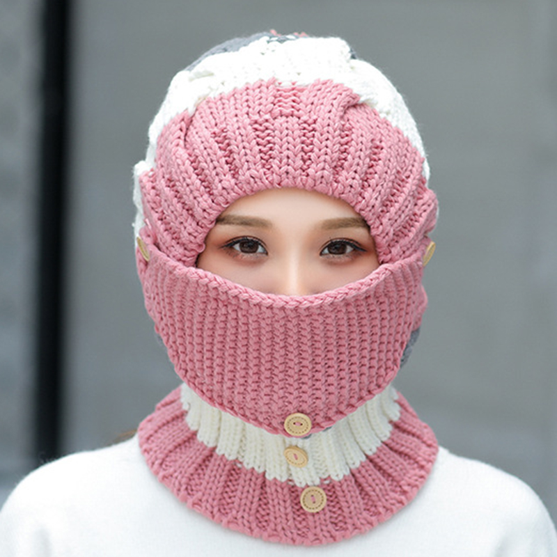 Women-Winter-Windproof-Warm-Plus-Velvet-Knit-Hat-Scarf-Set-with-Face-Mask-Thicken-Ski-Earmuffs-Cap-1371435