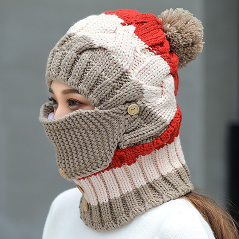 Women-Winter-Windproof-Warm-Plus-Velvet-Knit-Hat-Scarf-Set-with-Face-Mask-Thicken-Ski-Earmuffs-Cap-1371435