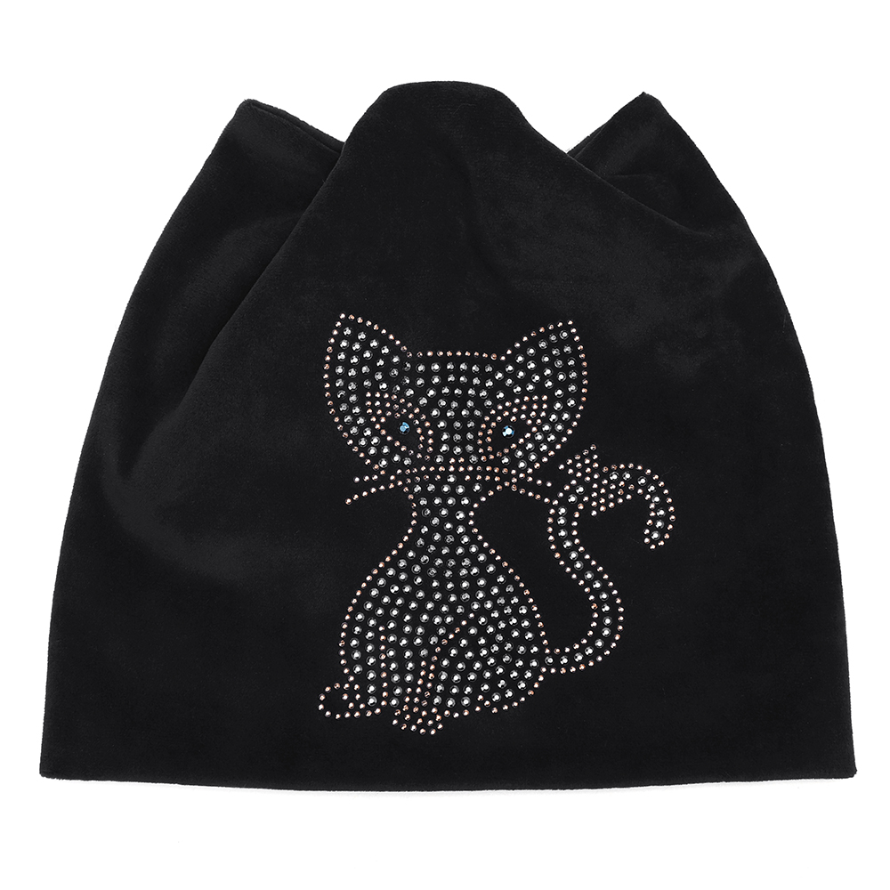 Womens-Double-Velvet-Rhinestones-Cute-Cat-Ears-Pattern-Beanie-Hat-1382003