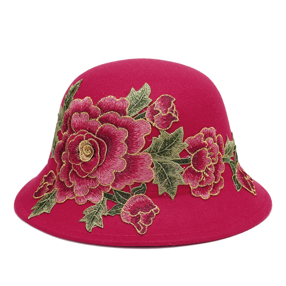 Womens-Ethnic-Red-Peony-Bucket-Hat-Casual-Flower-Embroidery-Cap-1394092