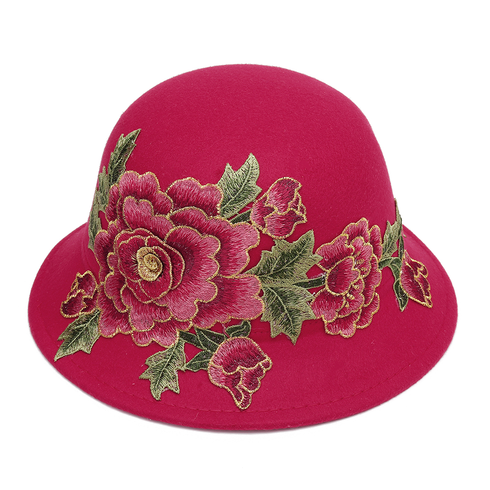 Womens-Ethnic-Red-Peony-Bucket-Hat-Casual-Flower-Embroidery-Cap-1394092