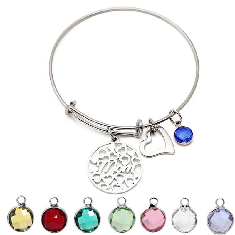 Womens-Heart-Love-Colorful-Pendant-Sweet-Stainless-Steel-Bracelet-Gift-for-Mom-1217514
