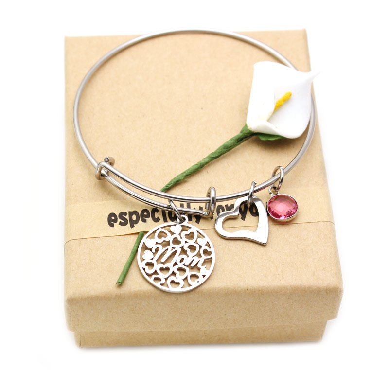 Womens-Heart-Love-Colorful-Pendant-Sweet-Stainless-Steel-Bracelet-Gift-for-Mom-1217514