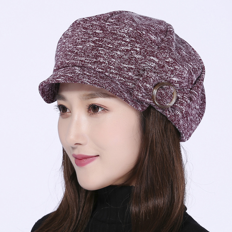 Womens-Leisure-Earmuffs-Double-Layers-Flat-Hats-Outdoor-Warm-Knitted-Beret-Caps-1339384