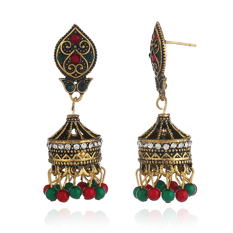 Womens-Retro-Rhinestone-Pray-for-Bell-Ethinc-Beads-Long-Pendant-Earrings-Jewelry-1261074