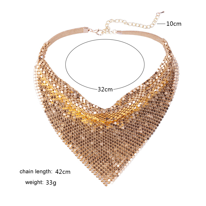 Womens-Statement-Aluminum-Sparkling-Paillette-Chain-Noble-Collar-Clavicle-Necklace-1231594