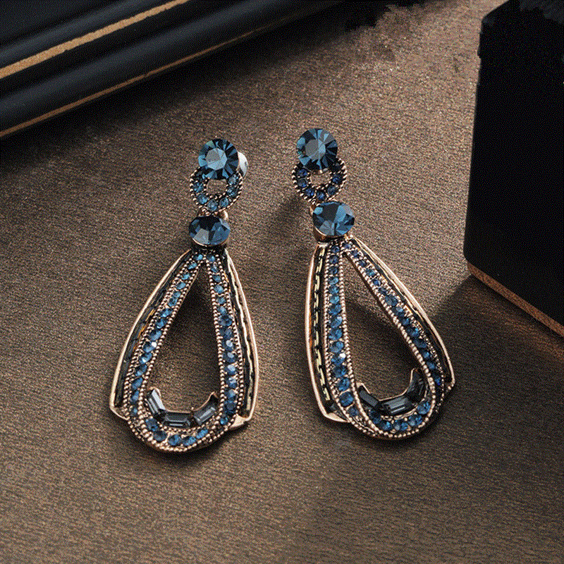 Womens-Trendy-Rhinestones-Crystal-Hollow-Sapphire-Dangle-Gold-Drop-Shape-Earrings-1246960