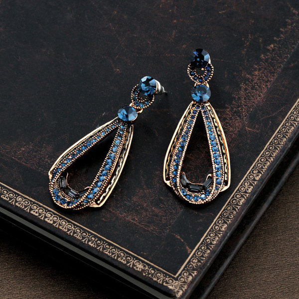 Womens-Trendy-Rhinestones-Crystal-Hollow-Sapphire-Dangle-Gold-Drop-Shape-Earrings-1246960