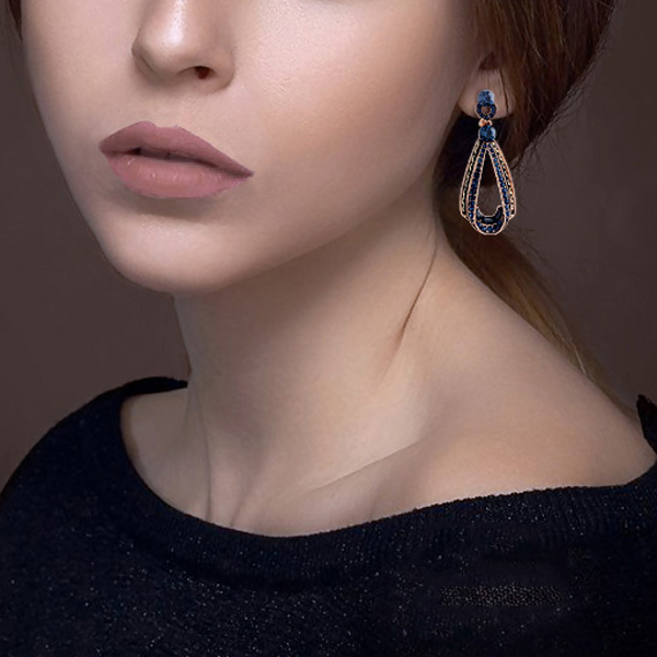 Womens-Trendy-Rhinestones-Crystal-Hollow-Sapphire-Dangle-Gold-Drop-Shape-Earrings-1246960