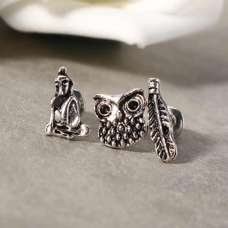 Womens-Vintage-Silver-Color-Earring-Set-Religious-Buddha-Trendy-Leaf-Owl-Earrings-1215110