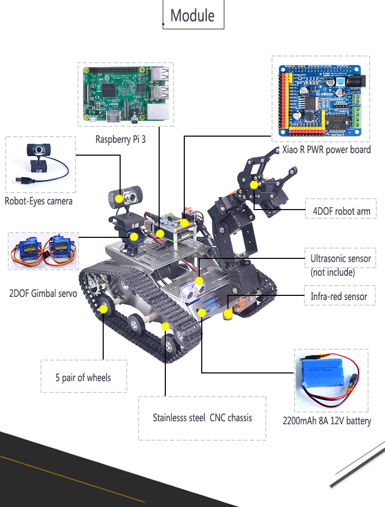 Xiao-R-WiFi-Video-Robot-Arm-Car-with-Gimbal-Camera-Raspberry-Pi-3B-Built-in-bluetooth-Wifi-Module-1257247