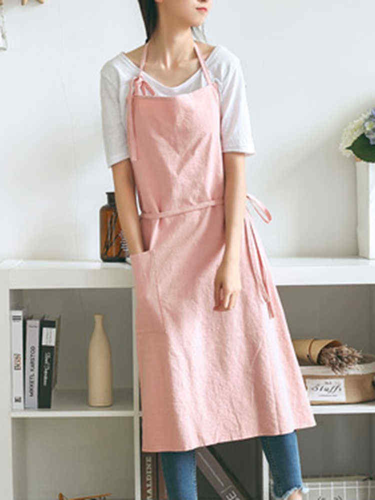 Japanese-Style-Brief-Pure-Color-Cotton-Linen-Aprons-with-Side-Pocket-1364351