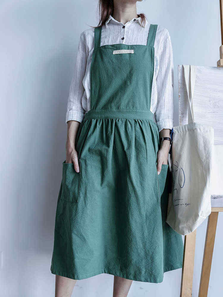 Japanese-Style-Cotton-Linen-Pure-Color-Crossback-Crumpled-Aprons-Dress-1368040