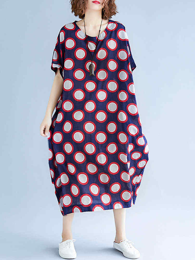 Loose-Polka-Dot-Batwing-Sleeve-Pockets-Bud-Dress-1311150