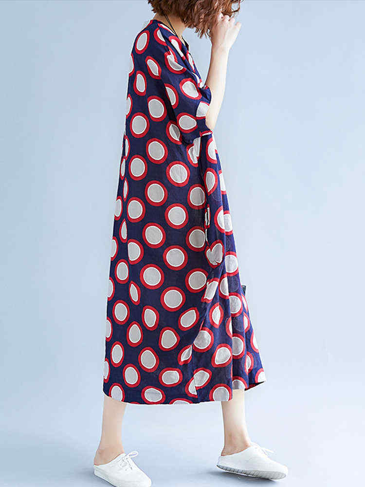 Loose-Polka-Dot-Batwing-Sleeve-Pockets-Bud-Dress-1311150