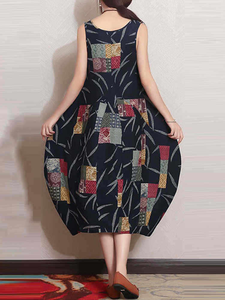 M-5XL-Vintage-Patchwork-Printed-Sleeveless-Baggy-Dress-1408100