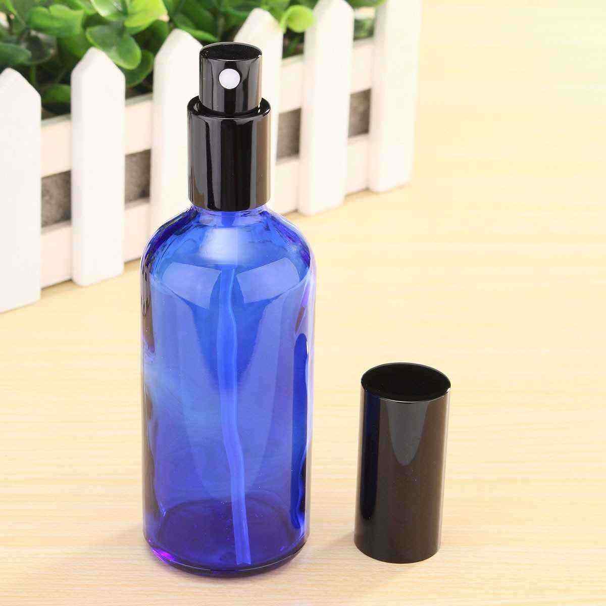 100ml-Refillable-Blue-Glass-Spray-Bottle-Perfume-Essential-Oils-with-DropperPipetteAtomiser-Cap-1126884