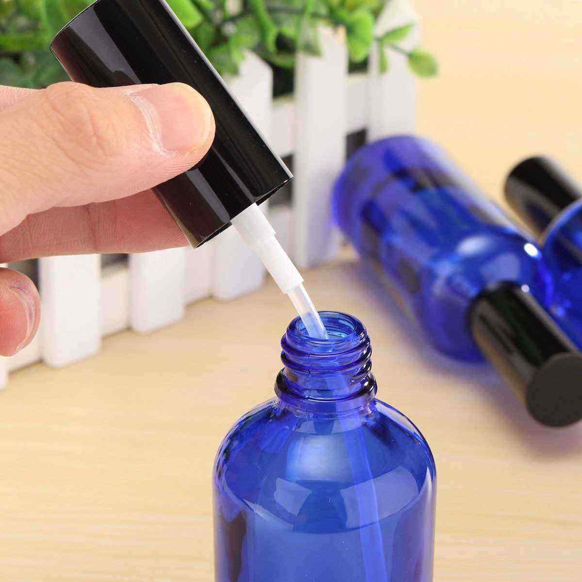 100ml-Refillable-Blue-Glass-Spray-Bottle-Perfume-Essential-Oils-with-DropperPipetteAtomiser-Cap-1126884