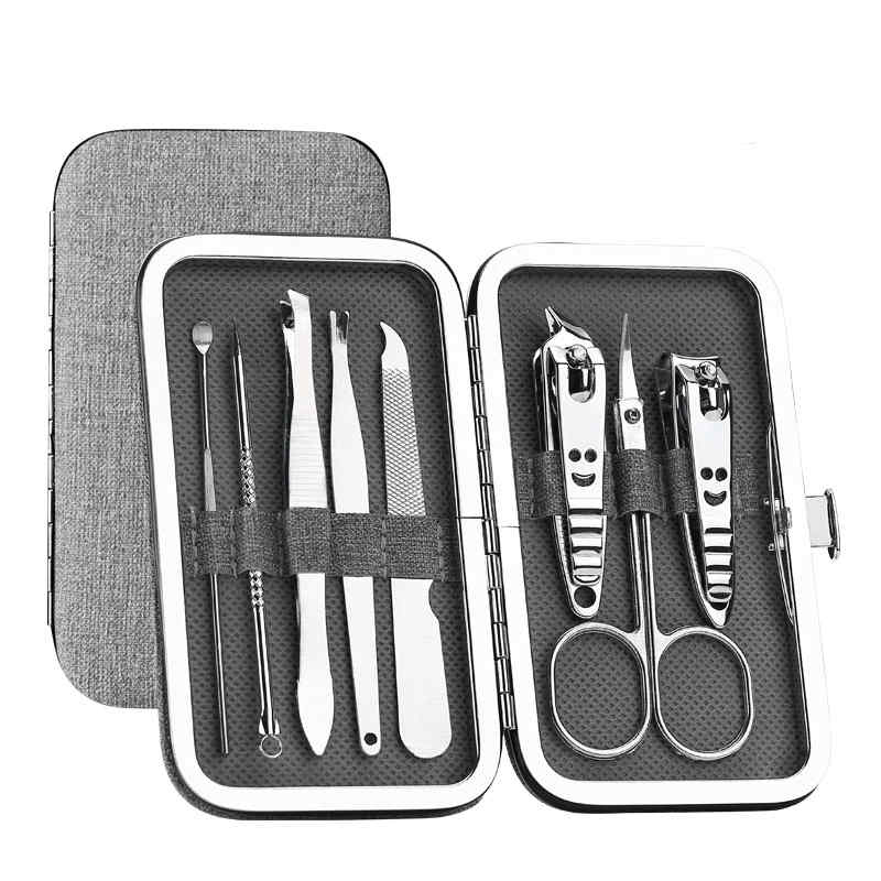 YFMreg-8pcs-Stainless-Steel-Nail-Care-Clipper-Pedicure-Scissor-Eyebrow-Tweezer-Manicure-Set-Kit-1355207